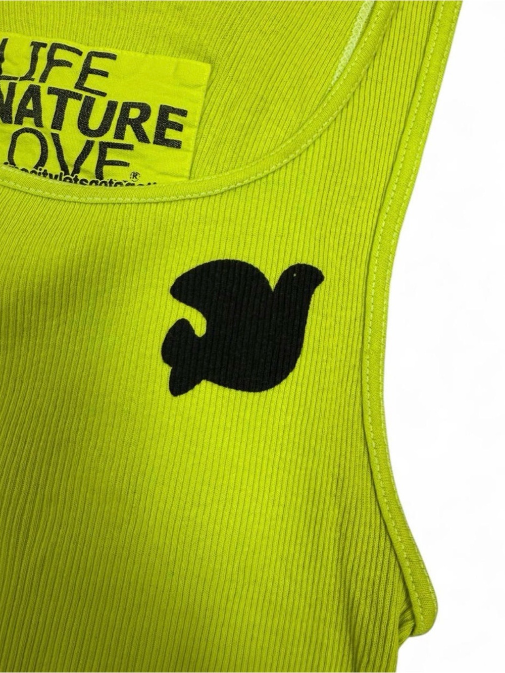 FREECITY Neon Yellow Ribbed Tank Top M/L - Picture 2 of 4